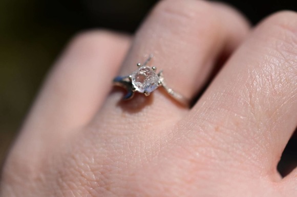 Raw Diamond Engagement Ring, Rough Uncut Diamond, White Diamond, Natural - Picture 4 of 10